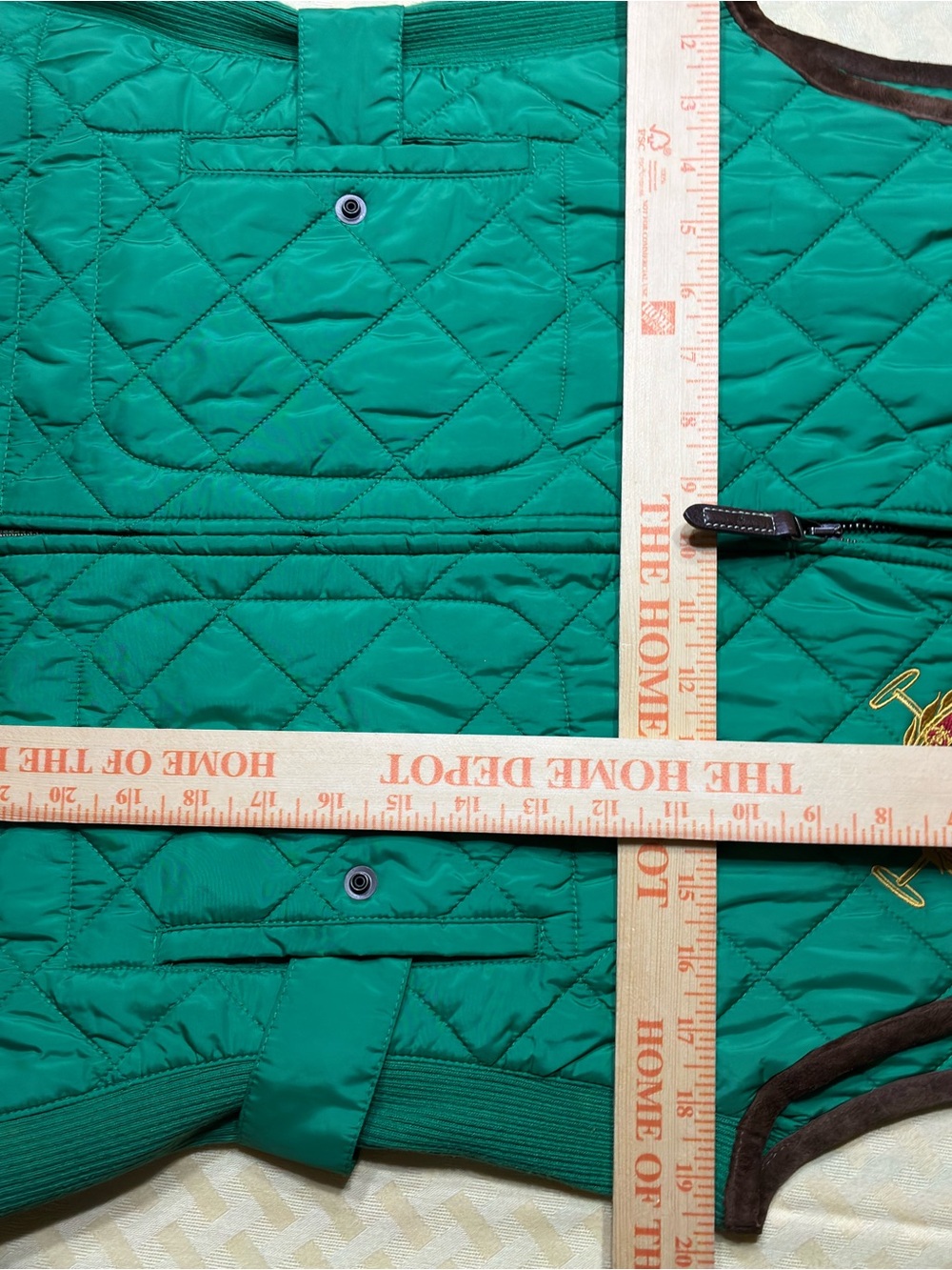 Ralph Lauren Sport Green Quilted Vest with Brown Calf Leather Accents - Picture 6 of 6